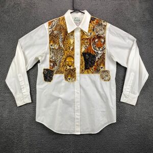 The‎ Quacker Factory Animal Print Novelty Button Down Shirt - Womens Size Small